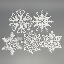 Set aus 5 Schneeflocken | Anhänger | Ornamente | Weihnachtsdeko